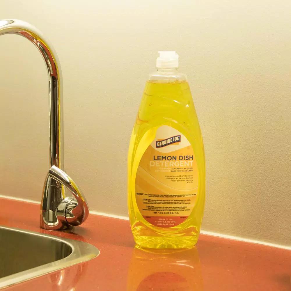 Genuine Joe Heavy-Duty Lemon Dish Detergent, 38 oz. Liquid Concentrate