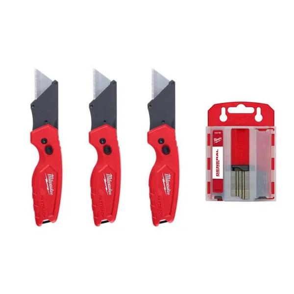 Milwaukee FASTBACK Compact Folding Utility Knife Set with 50-Pack General Purpose Blades