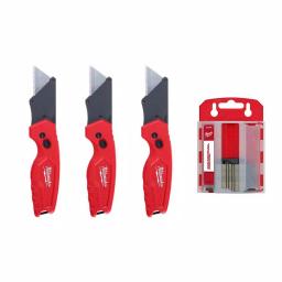 Milwaukee FASTBACK Compact Folding Utility Knife Set with 50-Pack General Purpose Blades thumbnail 1