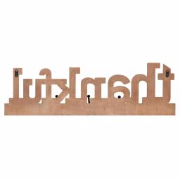 Pinnacle Rustic Thankful Gray Wood Decorative Wall Sign with 4 Metal Hooks thumbnail 4