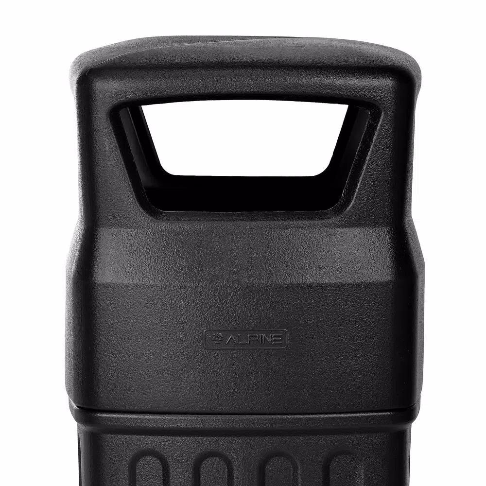 Alpine Industries 16 Gal. Black Open Dome Top Commercial Trash Can, Indoor/Outdoor