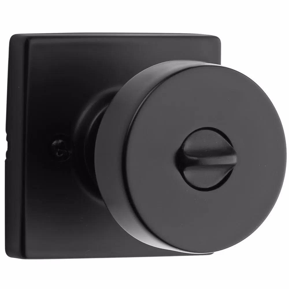 Kwikset Pismo Square Matte Black Keyed Entry Door Knob with SmartKey Security