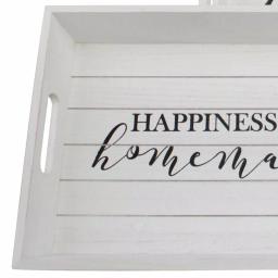 Stonebriar Collection Stonebriar Rustic Worn White Wooden Serving Tray Set of 2 - Happiness is Homemade thumbnail 4