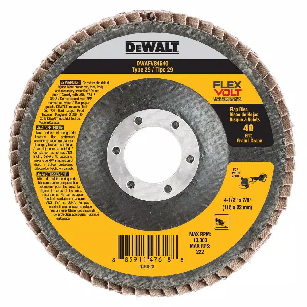 DEWALT FLEXVOLT 4-1/2 in. 40 Grit Ceramic Flap Disc Type 29