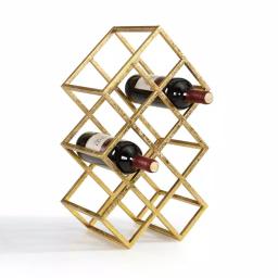 DANYA B Sparkling Gold Iron 9-Bottle Wine Rack - Modern Tabletop Storage thumbnail 1
