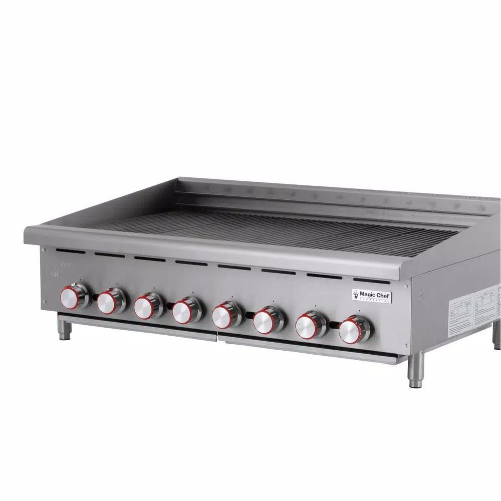 Magic Chef 48 in. Commercial Countertop Radiant Char Broiler, Stainless Steel