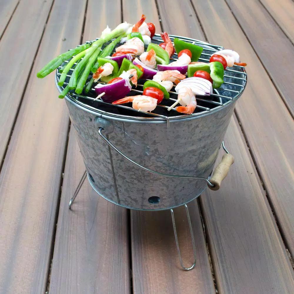 Artland Masonware Portable Galvanized Metal Beach and Camping Grill, Silver