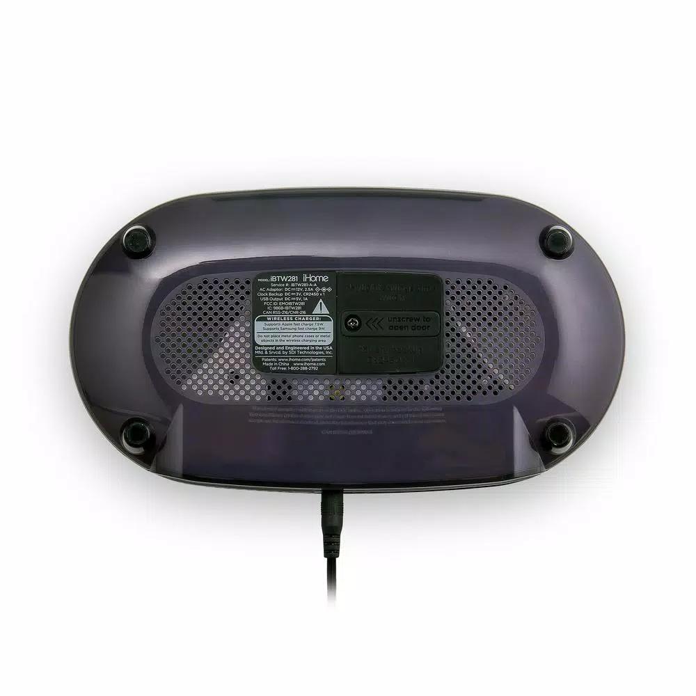 iHome TIMEBOOST GLOW Color Changing Bluetooth Alarm Clock Speaker with Qi Wireless Charging