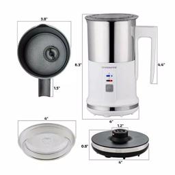 Ovente 3-in-1 Electric Milk Frother & Heater, White Stainless Steel with See-Through Lid thumbnail 5