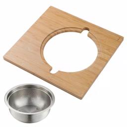 KRAUS 16.75 in. Workstation Kitchen Sink Serving Board Set with Stainless Steel Colander thumbnail 2