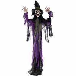 Haunted Hill Farm 6 ft. Animated Skeleton Witch Halloween Prop with Multi-Color Light Effects thumbnail 6