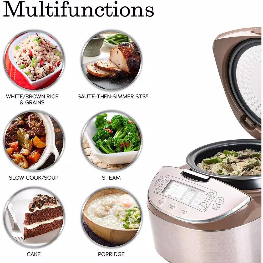 Aroma Professional 4 Qt. Champagne Electric Multi-Cooker with Ceramic Pot and Turbo Convection