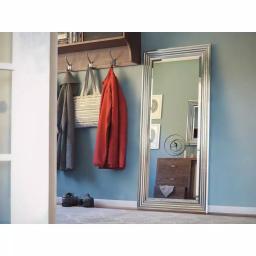 Kenroy Home Lyonesse 66 in. Oversized Chrome Composite Beveled Glass Floor Leaner Mirror with Hooks thumbnail 3