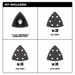 Milwaukee OPEN-LOK 3-1/2 in. Triangle Sanding Pad & Paper 10-Piece Variety Pack thumbnail 3