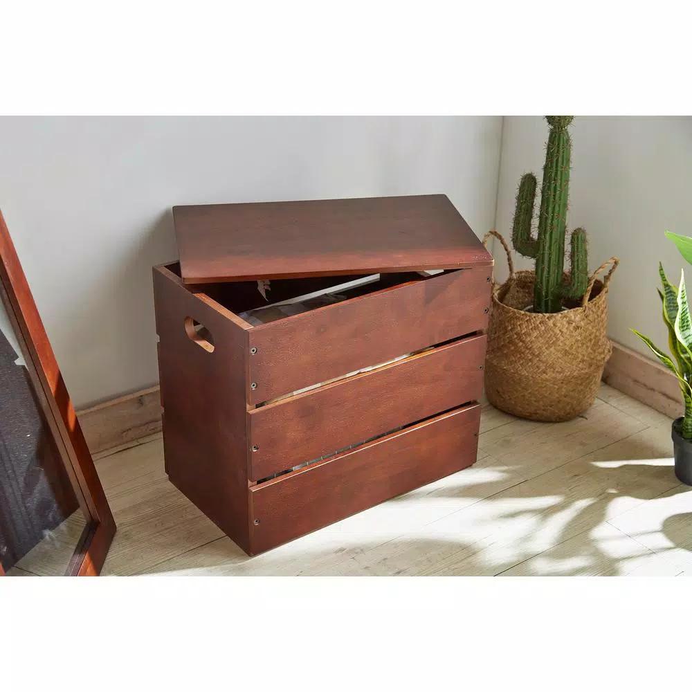 ORE International Mid-Century Modern Espresso Wood Storage Box & Multi-Purpose Bench