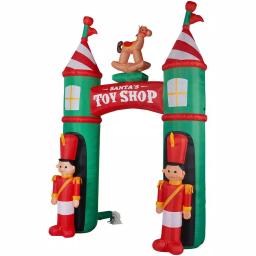 Fraser Hill Farm 10 ft. Santa's Toy Shop Archway Inflatable with White Lights thumbnail 6