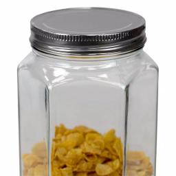 Unbranded 61 oz. Large Hexagon Glass Canister with Brushed Stainless Steel Twist-On Lid thumbnail 3