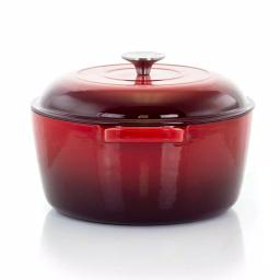 MegaChef 5 Qt. Round Enameled Cast Iron Casserole Dish with Lid, Red thumbnail 4