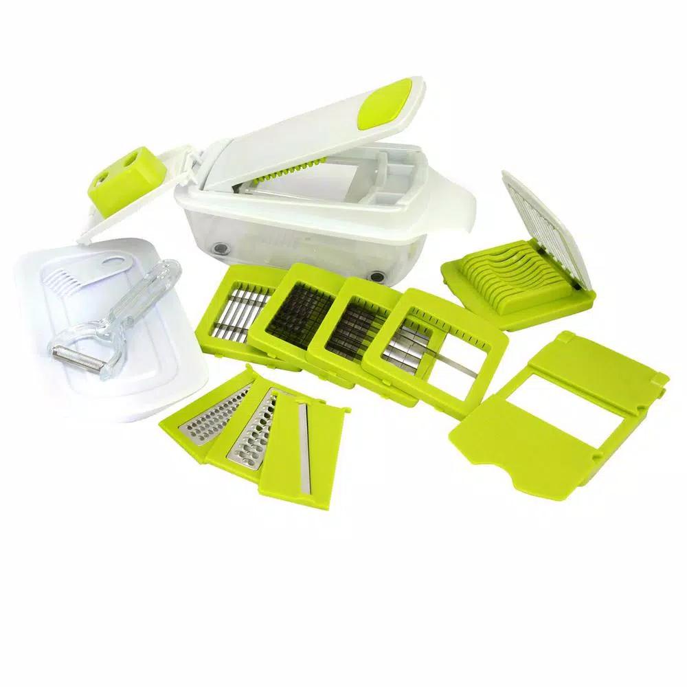 MegaChef 8-in-1 Multi-Use Slicer Dicer and Chopper with Interchangeable Blades and Bonus Peeler