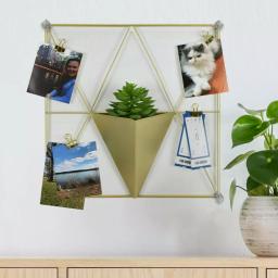 WallPops Gold Triangle Metal Grid Wall Organizer with Pocket and Clips thumbnail 2
