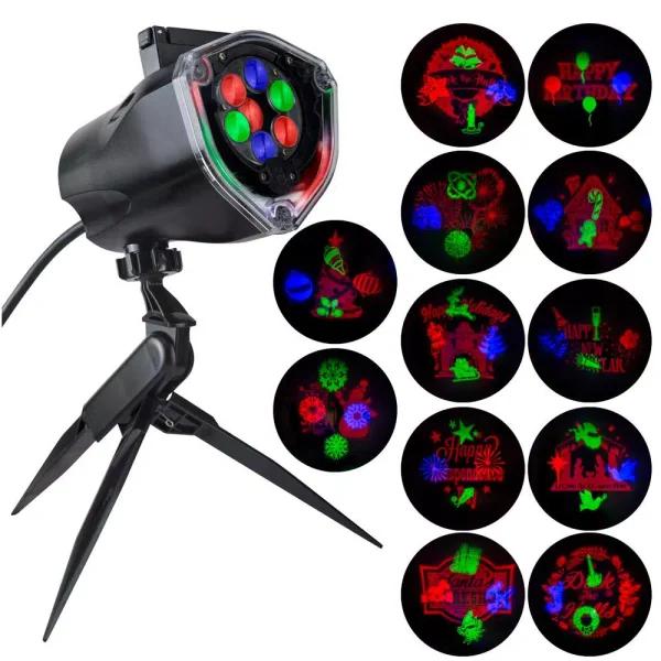 LightShow Multi-Color LED Holiday Projector with 12 Interchangeable Slides - Whirl-A-Motion & Static Projection