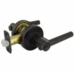 Defiant Highland Aged Bronze Keyed Entry Door Lever with Round Rose thumbnail 6