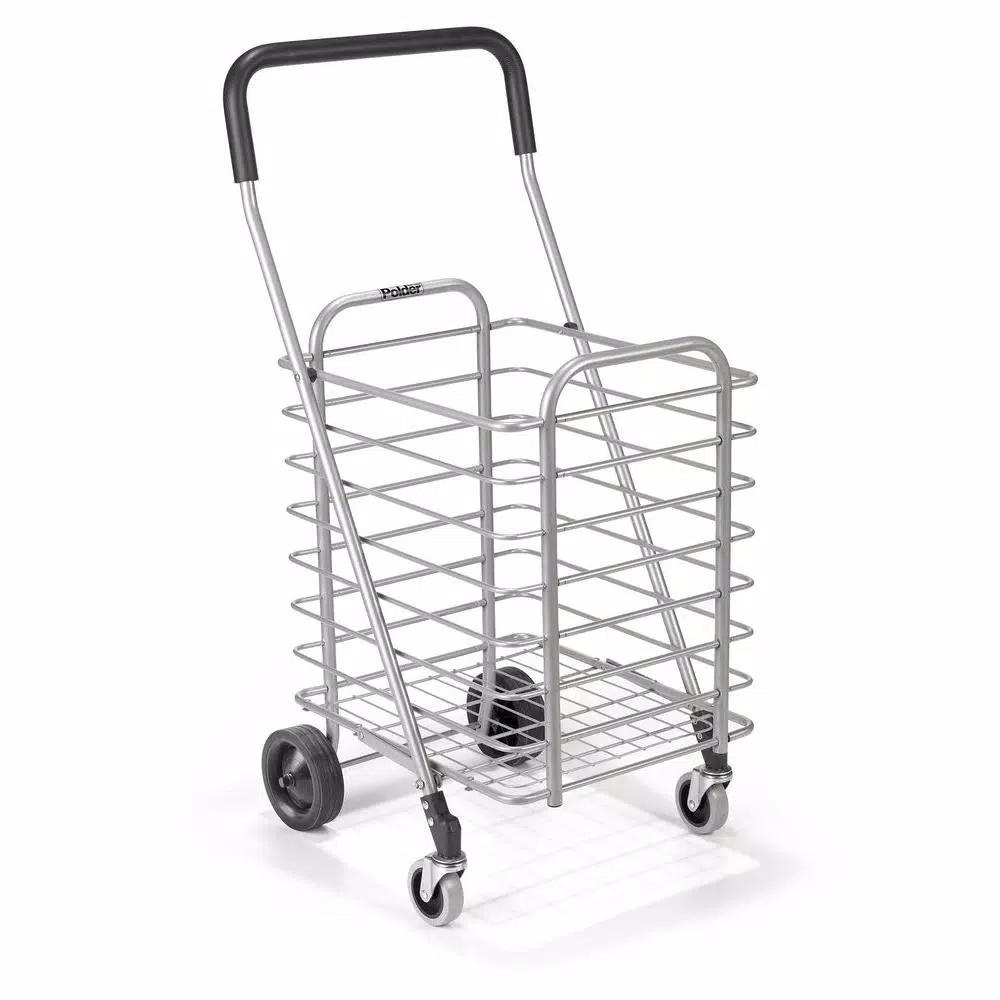 Polder Superlight Shopping Cart, Lightweight Aluminum Grocery & Utility Cart with 360° Swivel Wheels