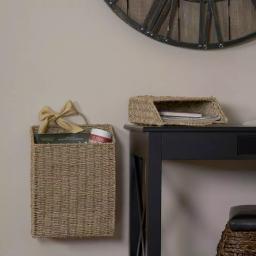 Household Essentials Seagrass Wicker Wall Basket Set, 2-Piece Rectangular Hanging Storage Baskets with Metal Frame thumbnail 1
