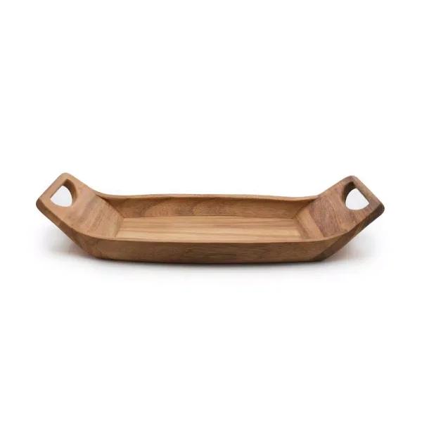 Ironwood Gourmet Norwegian Saddle Acacia Wood Serving Tray with Handles