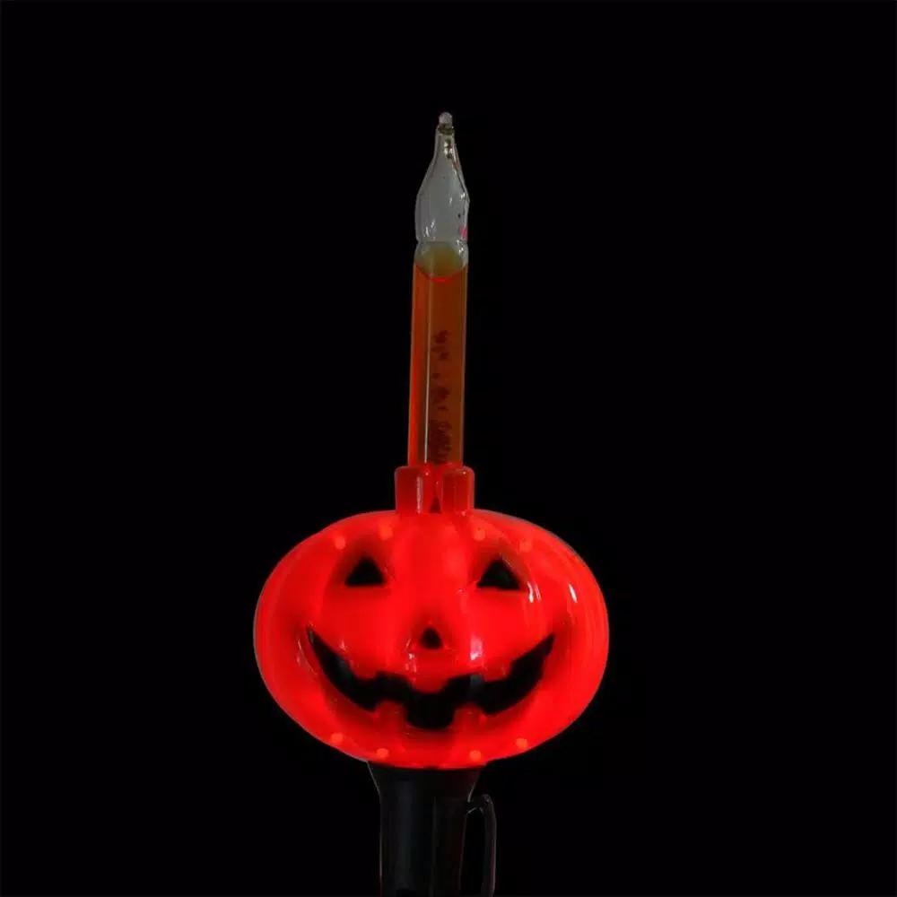 Northlight Orange Pumpkin Halloween Bubble Light Set with Gold Glitter - 10 ft. String Lights (Set of 10)