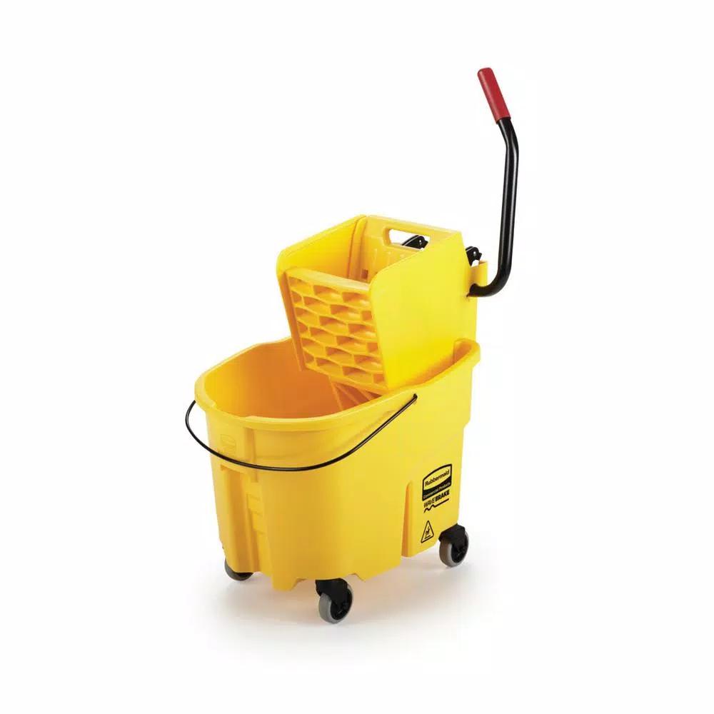 Rubbermaid Commercial Products Rubbermaid WaveBrake 35 Qt. Plastic Mop Bucket with Wringer, Yellow