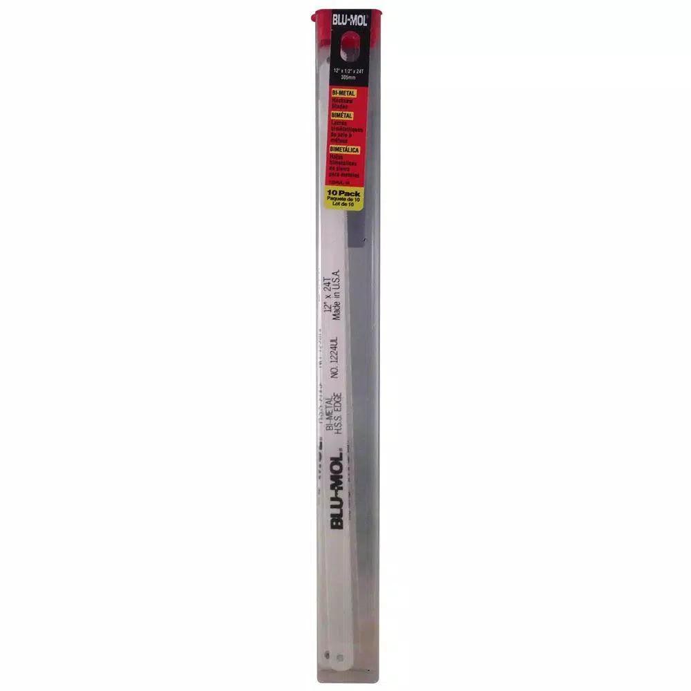 BLU-MOL 12 in. x 1/2 in. 24 TPI Bi-Metal Hacksaw Blades, Heavy Duty, 10-Pack