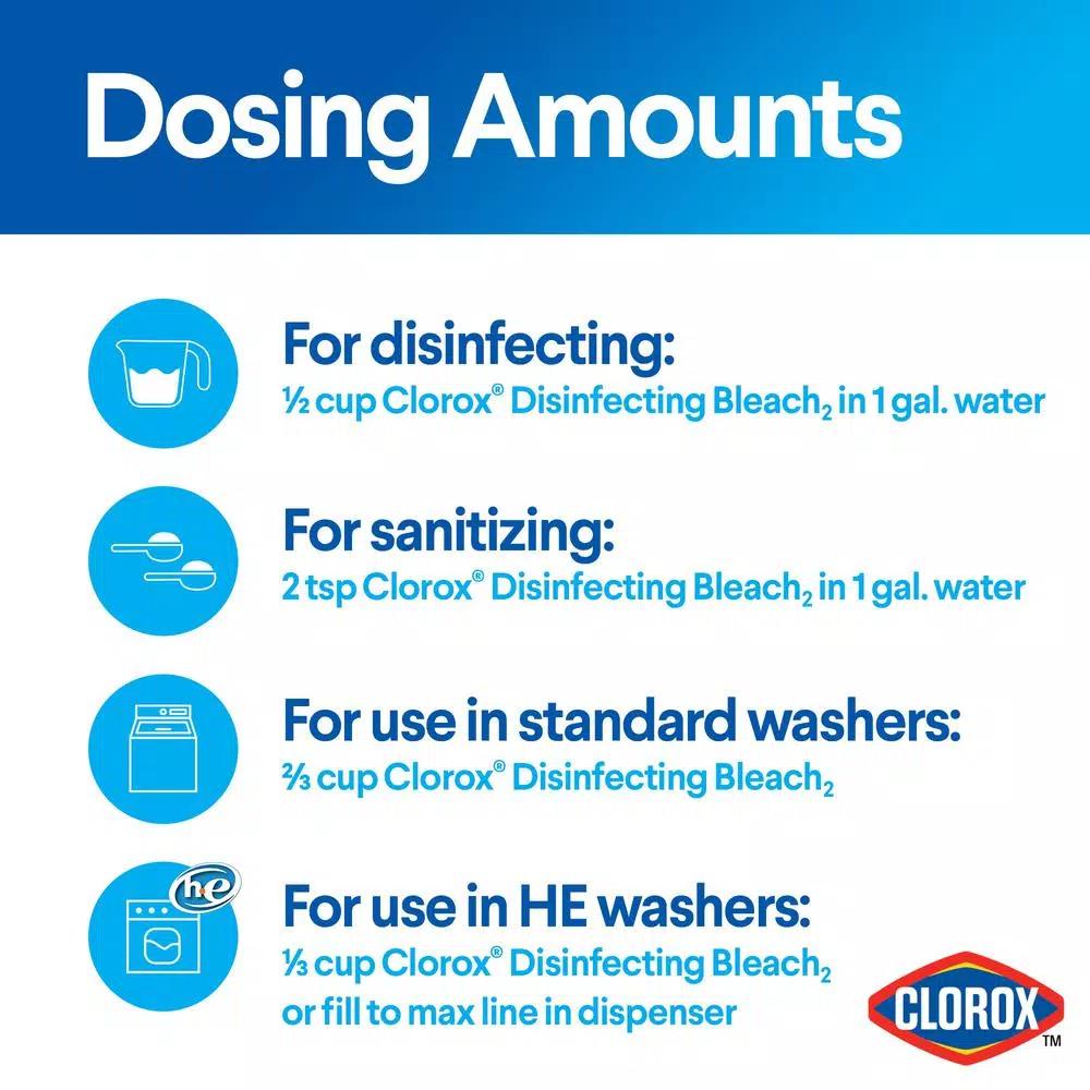 Clorox Regular Concentrated Liquid Bleach, 121 oz (2-Pack)