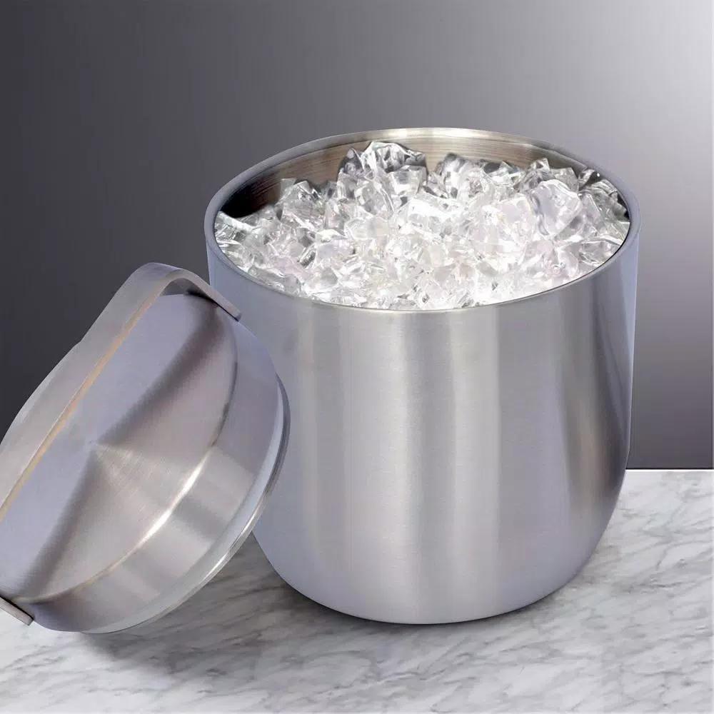 Unbranded Apple 6.75 in. Stainless Steel Ice Bucket with Lid, Matte Finish