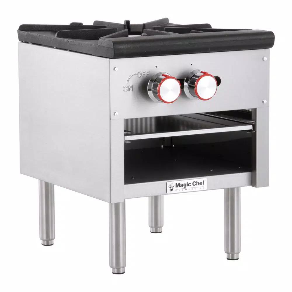 Magic Chef Commercial Single Burner Natural Gas Stock Pot Range, 80,000 BTU, Stainless Steel
