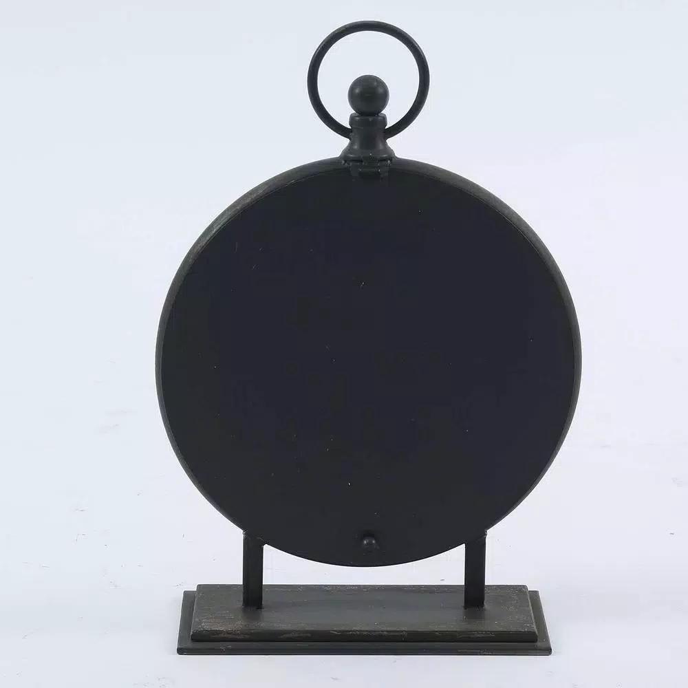 Winsome House Black Metal Vintage Table Top Clock with Roman Numerals