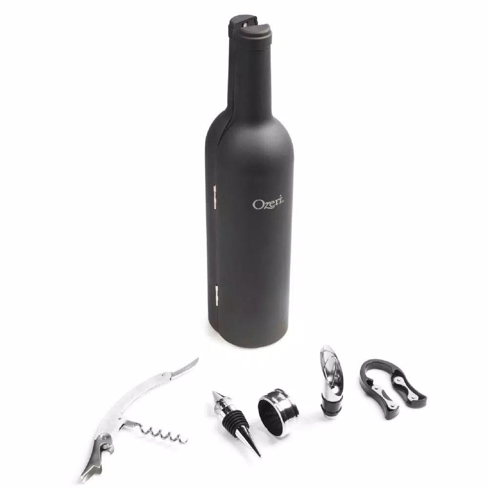 Ozeri 5-Piece Wine Accessory Set - Wine Bottle Shaped Corkscrew & Tool Kit