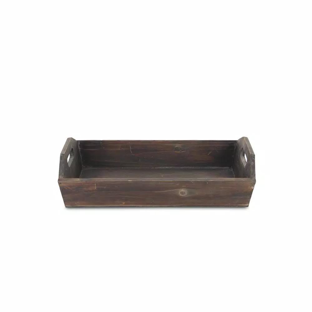 Cheungs Natural Brown Wooden Decorative Tray with Side Rope Handles - Farmhouse Style