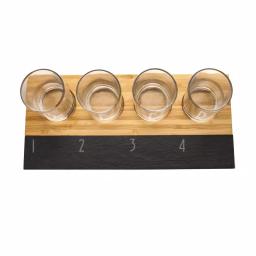 Cathy's Concepts Bamboo and Slate Craft Beer Tasting Flight Set with 4 Engraved 5.5 oz. Taster Glasses thumbnail 4