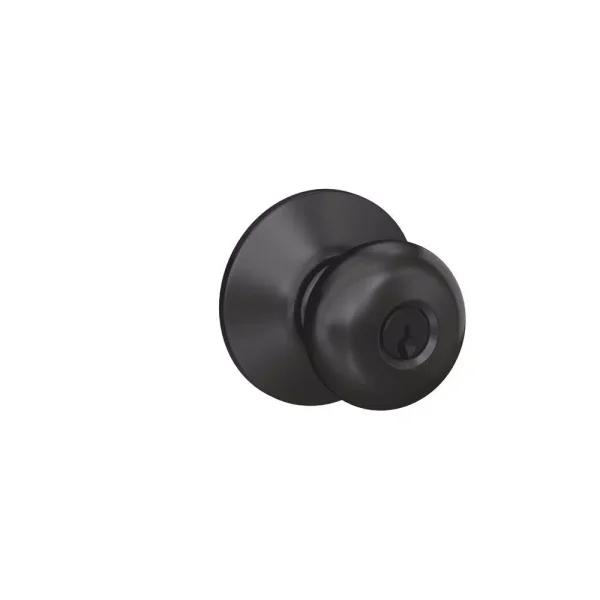 Schlage Plymouth Keyed Entry Door Knob, Matte Black, ANSI Grade 1