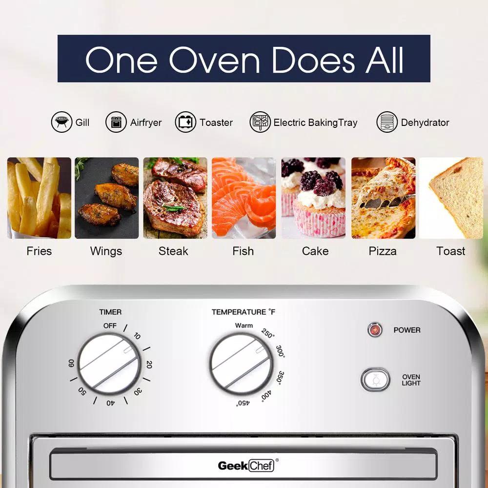 Boyel Living 11 Qt. Silver Stainless Steel Air Fryer with 4 Accessories, 1500W, Temperature & Time Control