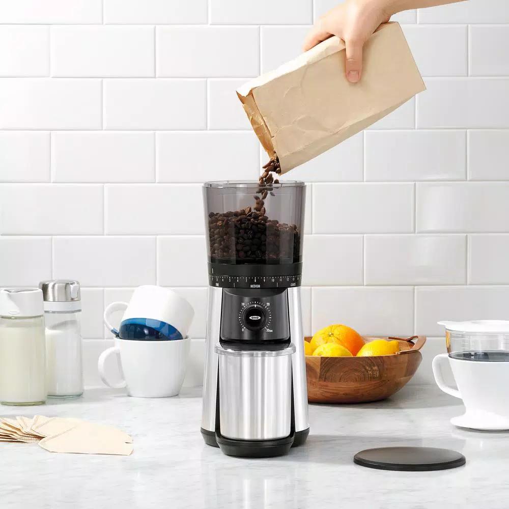 OXO 16 oz. Stainless Steel Conical Burr Coffee Grinder with 43 Adjustable Settings
