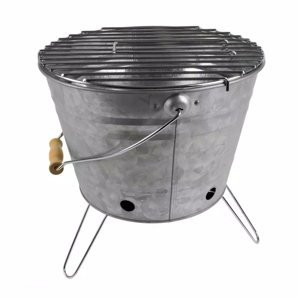 Artland Masonware Portable Galvanized Metal Beach and Camping Grill, Silver