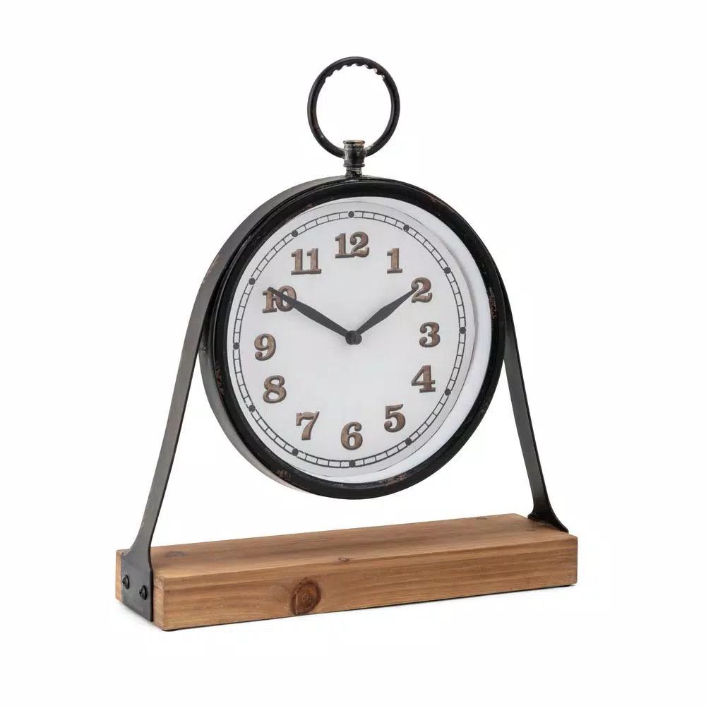 Unbranded Collier Wrought Iron and Fir Wood Analog Wall Clock - Black