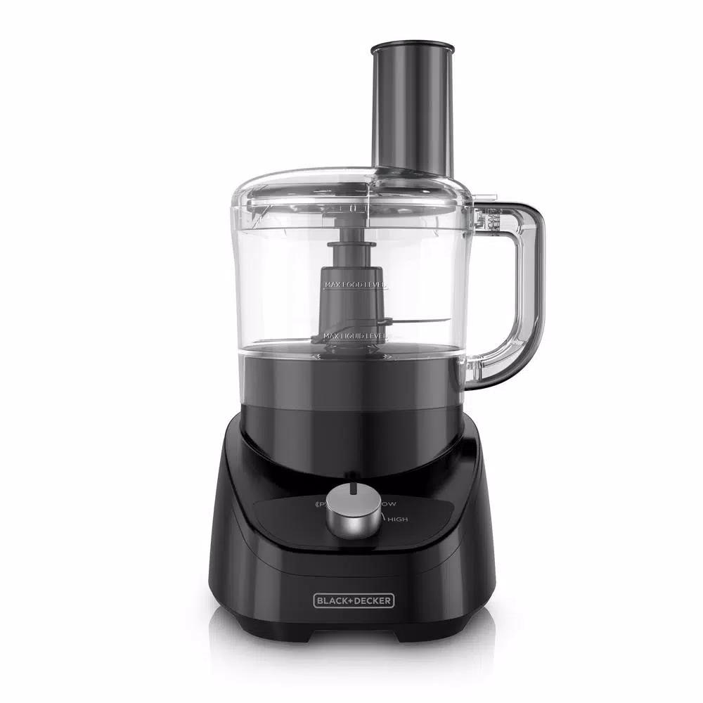 BLACK+DECKER 8-Cup 2-Speed Food Processor with S-Blade and Reversible Disc, Black