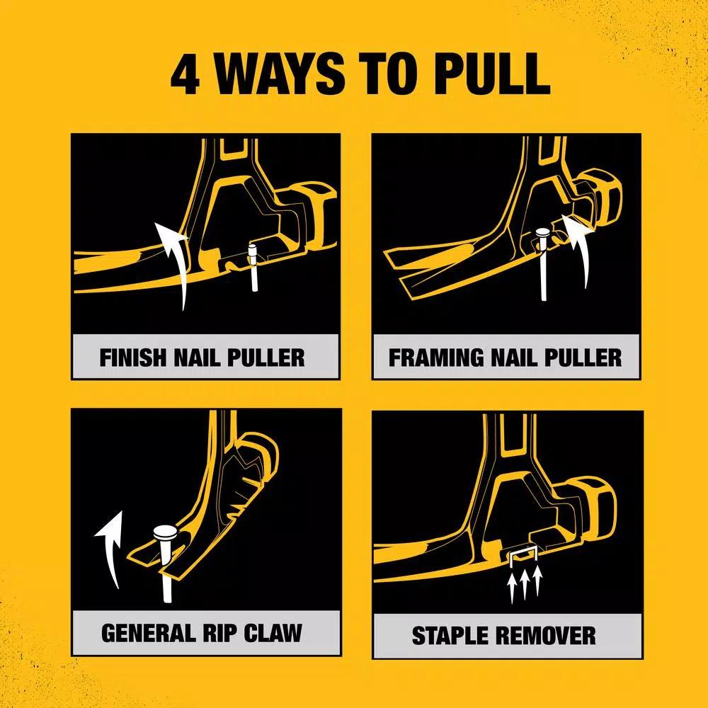 DEWALT 16 oz. Steel Straight Claw Hammer with Tri-Pull Technology