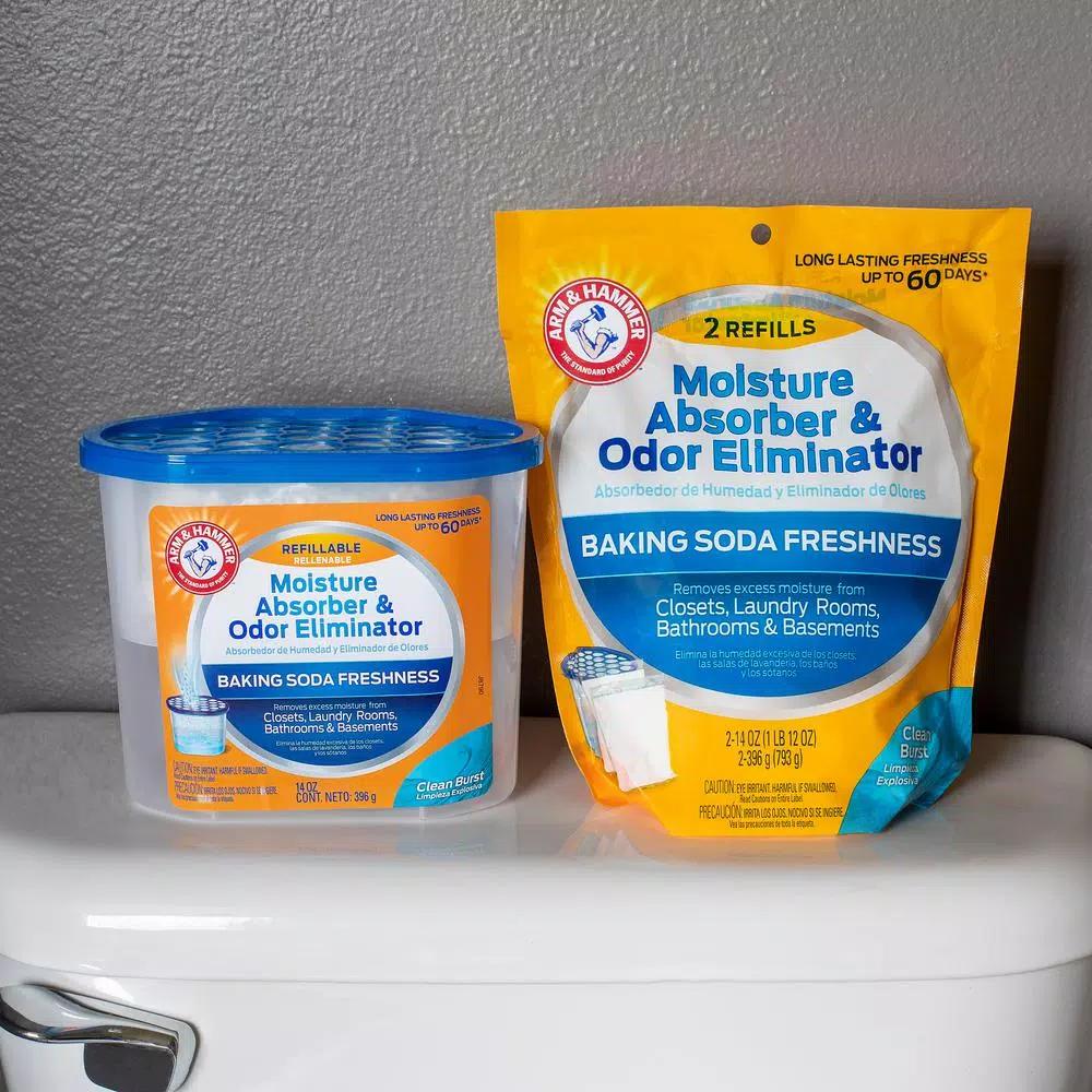 Arm & Hammer Moisture Absorber and Odor Eliminator Refills, Clean Burst Scent, 14 oz. (2-Pack)