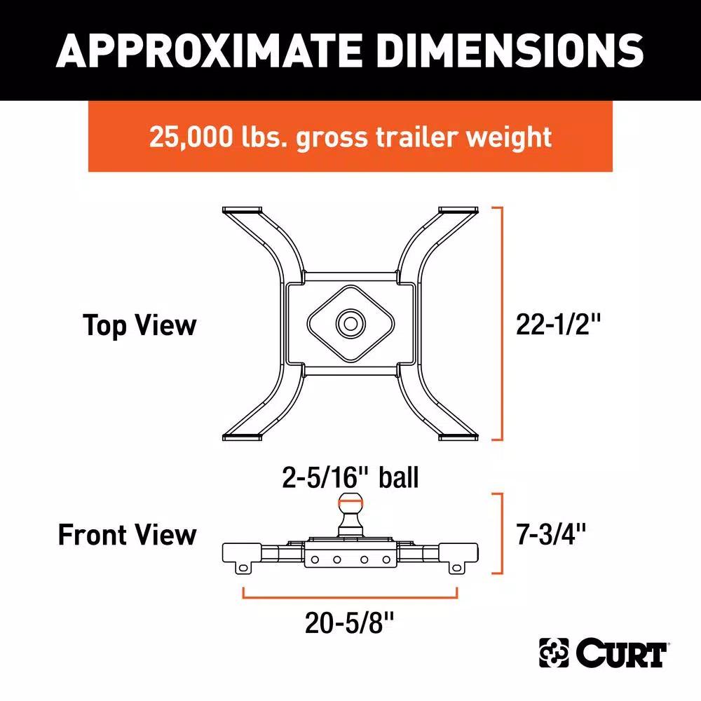 CURT Spyder CURT 5th Wheel Rail Gooseneck Hitch - 2-5/16" Ball