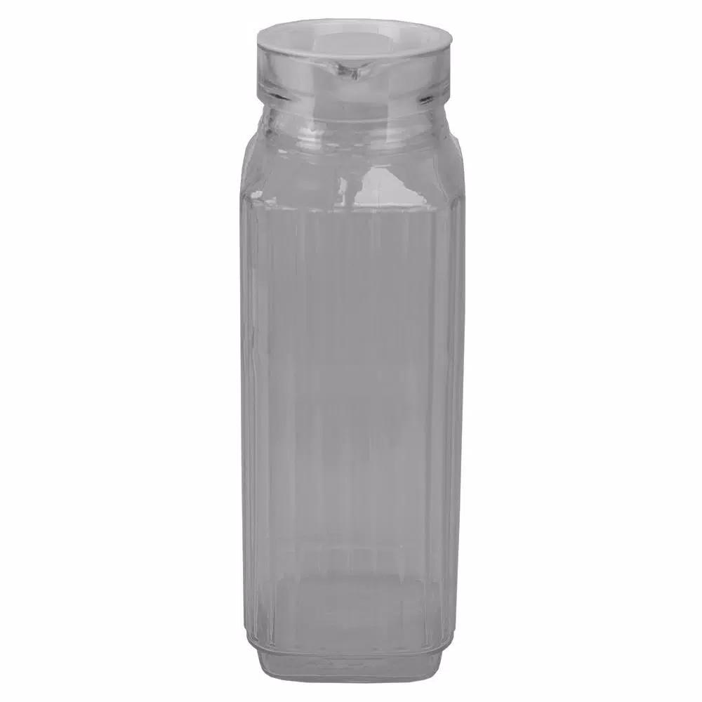 Unbranded Embellished 60.8 fl. oz. Clear Plastic Pitcher with No-Mess Pour Spout and Ergonomic Grip Handle