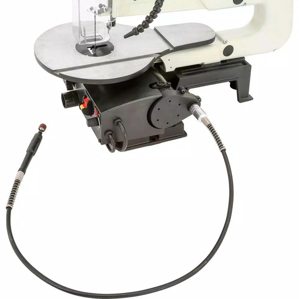 Shop Fox 16 in. Variable Speed Scroll Saw with Foot Switch, LED Light, and Rotary Shaft Attachment